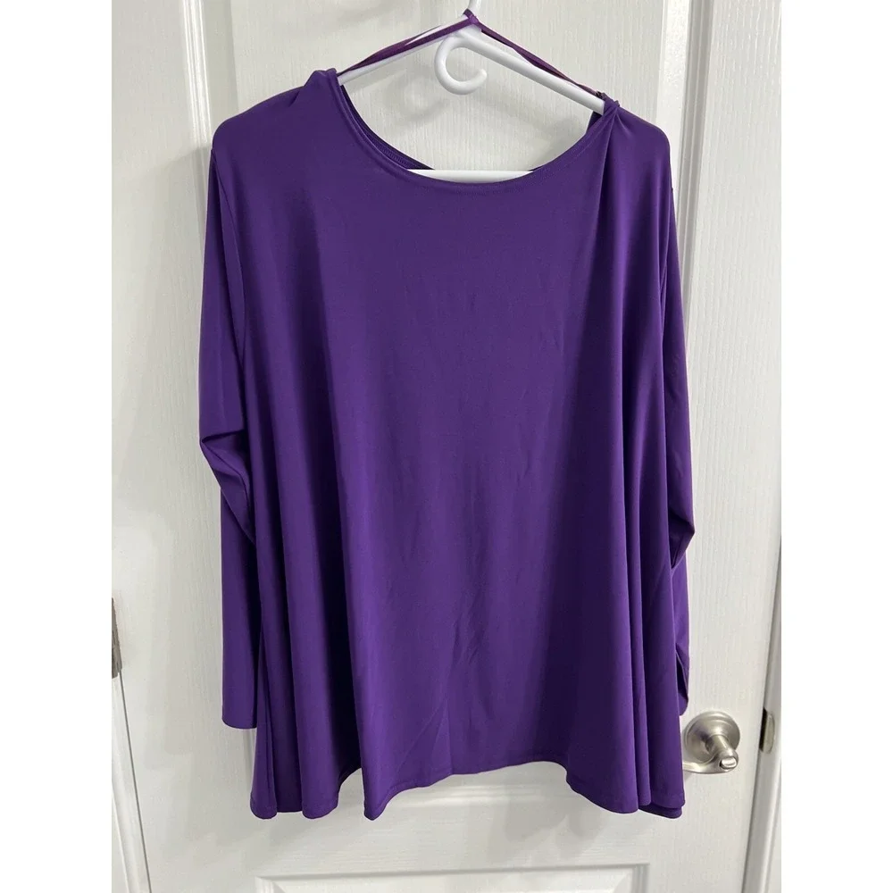 Antthony Original Purple Long Sleeve Tunic Top Scoop Neck Plus Size 2X 2488 NEW